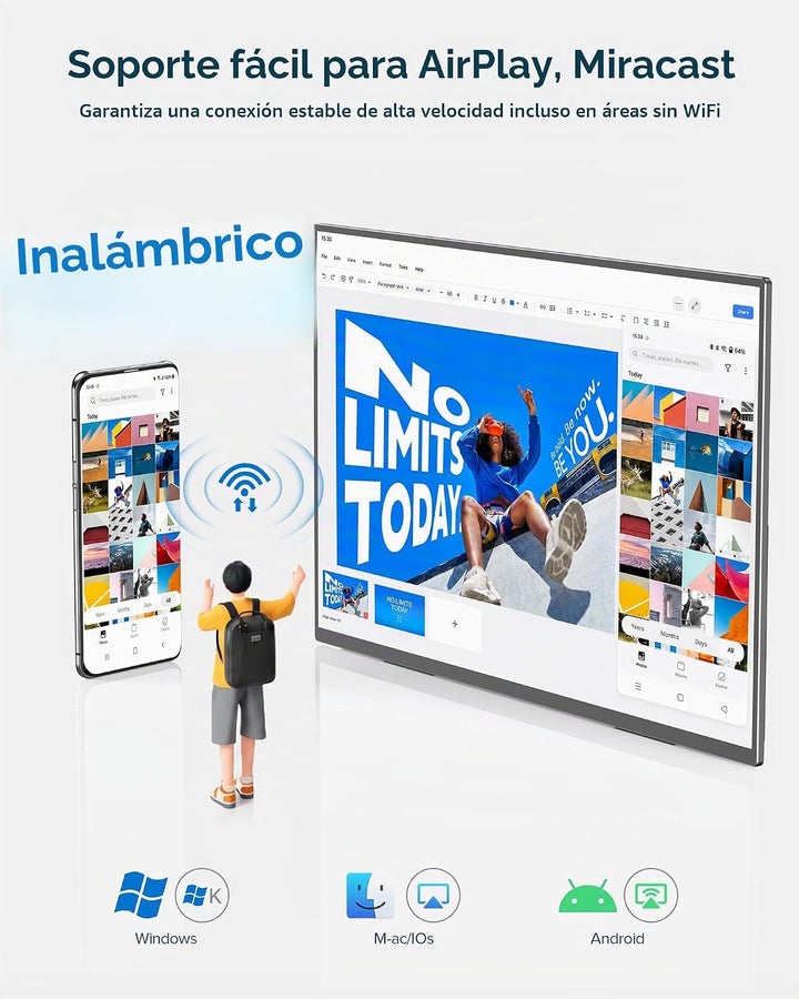 EVICIV Monitor portátil inalámbrico con batería de 10000 mAh, 18.5...