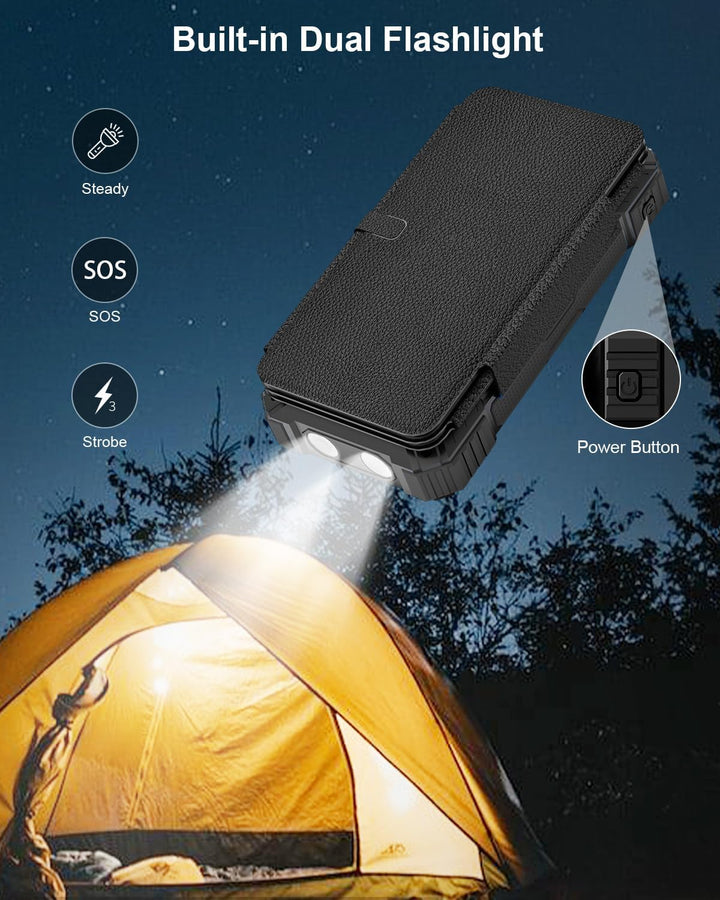 Kepswin Cargador solar de 49800 mAh con 4 cables integrados y 4 pan...