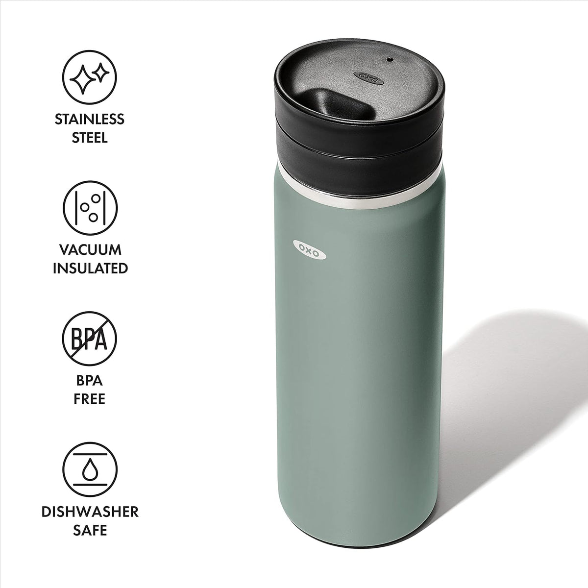 OXO Good Grips - Taza de café de viaje de 20 onzas con tapa SimplyClean™ a prueba de fugas, color jade