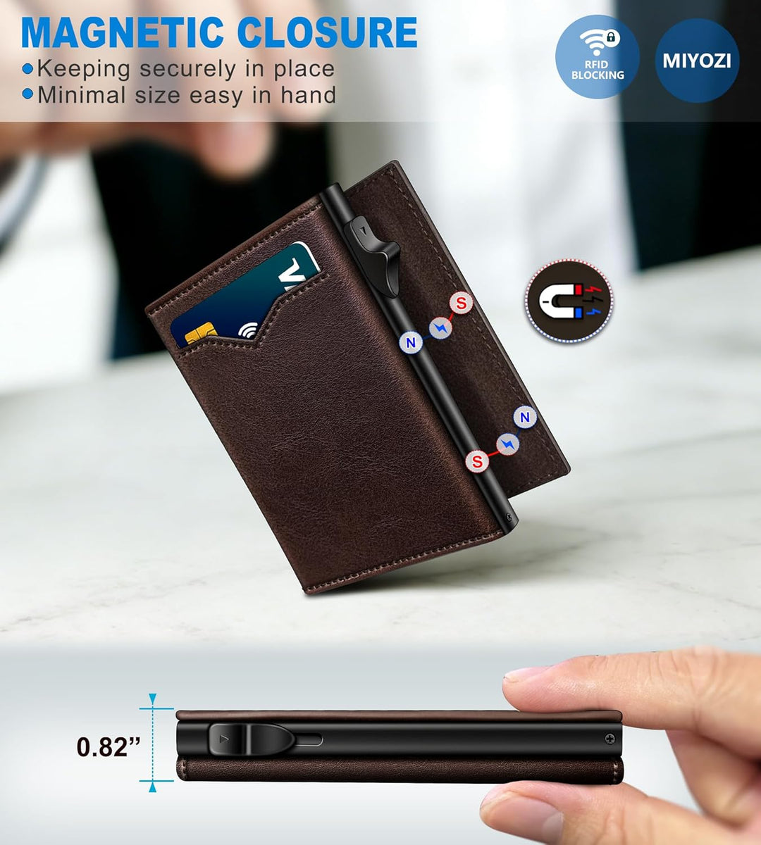 Cartera miyozi para hombre, con bolsillo para billetes, 2 ventanas...