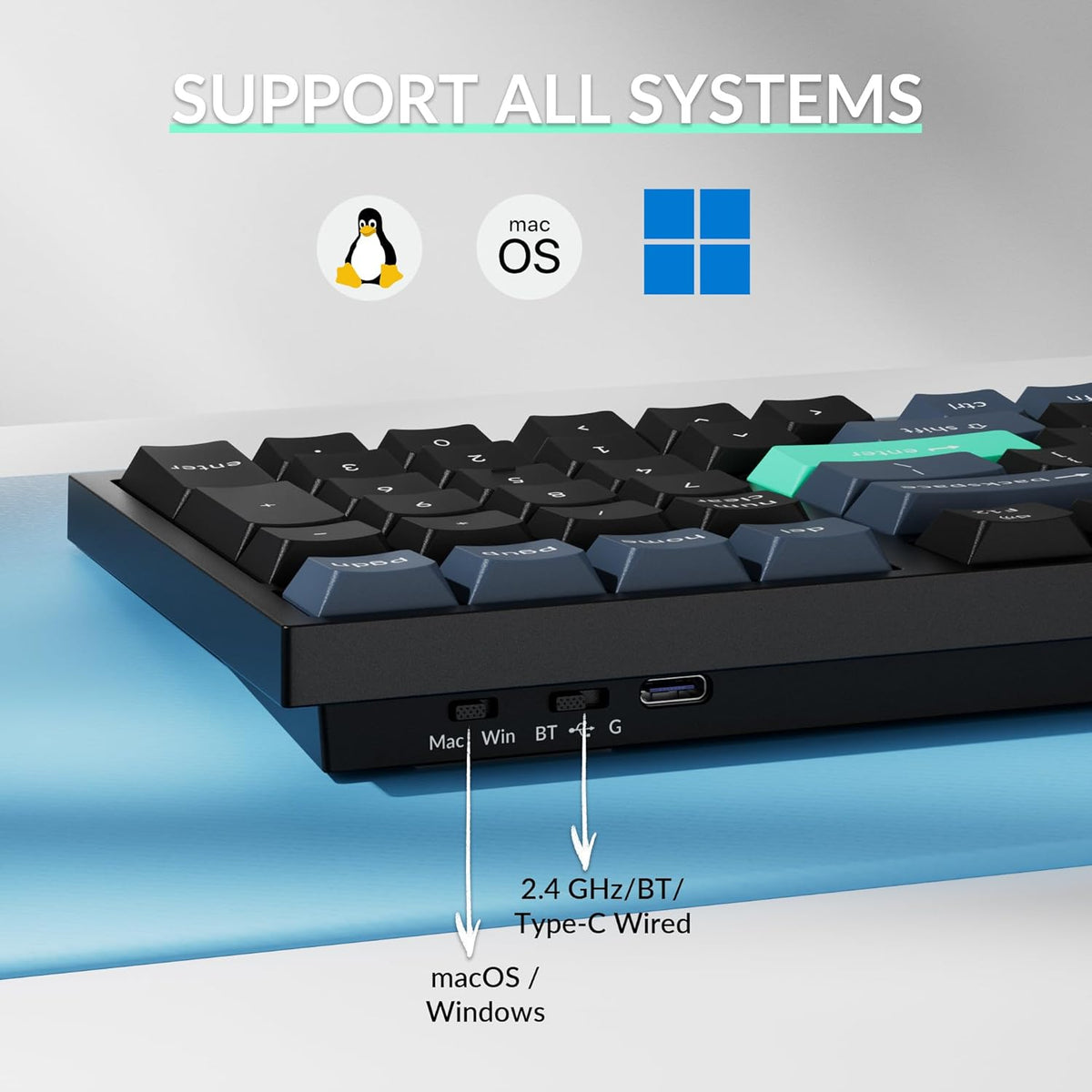 Keychron Teclado inalámbrico B35, 2.4 GHz\/Bluetooth 96% teclado de...