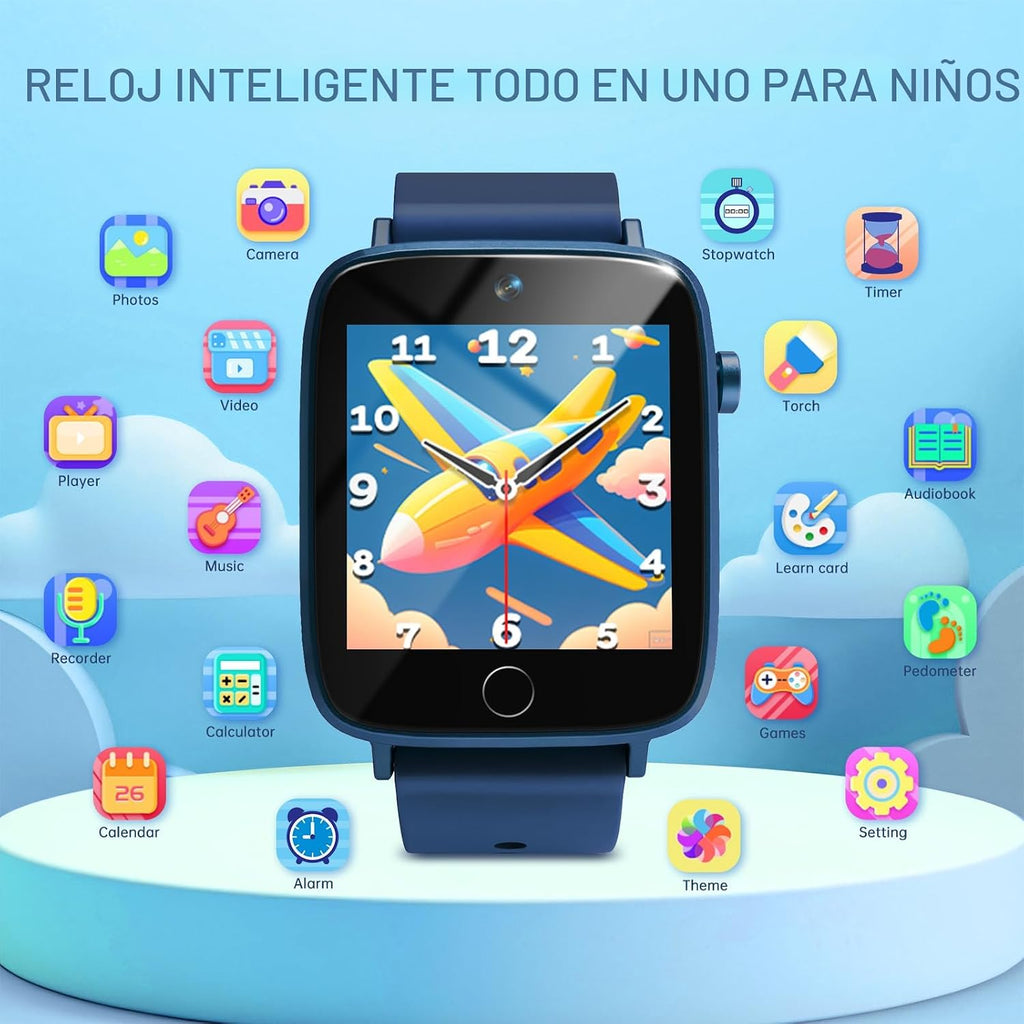 Reloj inteligente para niños con 26 juegos de rompecabezas, pantalla táctil HD, reloj para niños, cámara, reproductor de música, reloj despertador, calculadora, podómetro, tarjeta de aprendizaje, juguetes de 12/24 horas para niños de 3 a 12 años, regalo d