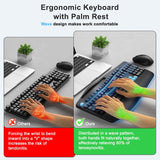 Combo de teclado y mouse inalámbricos, teclas de onda ergonómicas d...