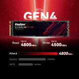 KingSpec SSD M.2 de 2 TB 2280 NVMe PCIe 4.0 x4, increíble lectura d...