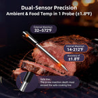 Termómetro inalámbrico digital para carne, con 4 sondas e impermeabilidad IP67, 2 sensores en 1 sonda, WiFi de alcance ilimitado, monitoreo en tiempo real, termómetro inteligente de carne para cocinar