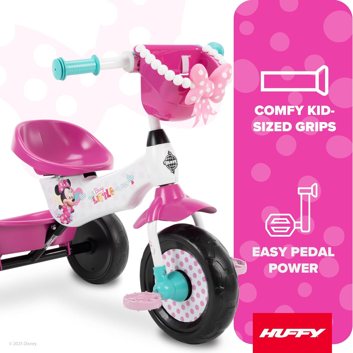 Huffy Disney - Triciclo de Minnie Mouse con cesta de manillar, a partir de 3 años
