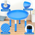 FUNLIO Mesa sensorial para niños (27.6 pulgadas), mesa sensorial redonda de altura ajustable, multiuso como mesa de agua y mesa de arena para interiores y exteriores, fácil montaje de 3 minutos, no