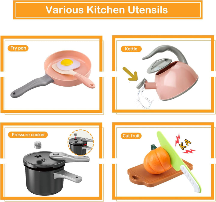 100 piezas de juego de cocina, ollas, sartenes, utensilios de cocin...