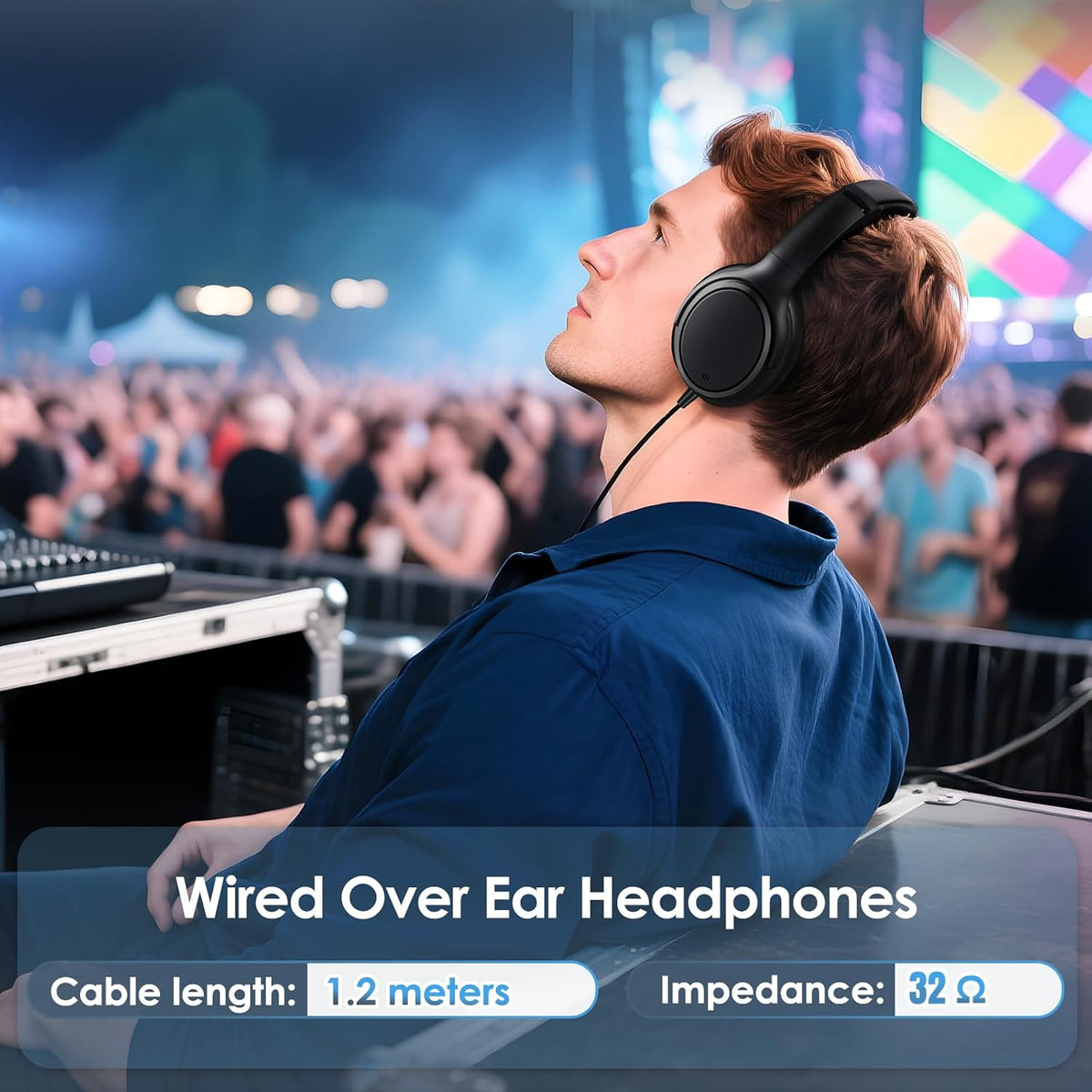 Auriculares USB C con cable sobre la oreja con micrófono HD, auricu...
