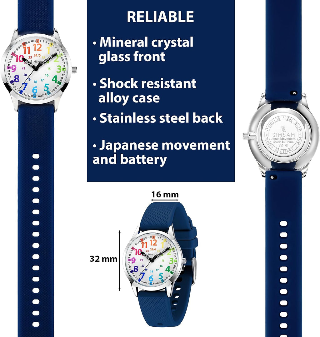 Reloj Analógico para Niños, Reloj de Aprendizaje para Niños de 8-12 años, Relojes a prueba de agua con Enseñanza de la Hora para Niños de 5-7, 6-8, Fácil de leer, Relojes Educativos para Niñas de 8-12, Gran Regalo para Niños y Niñas de 4-12 años, a Prueba