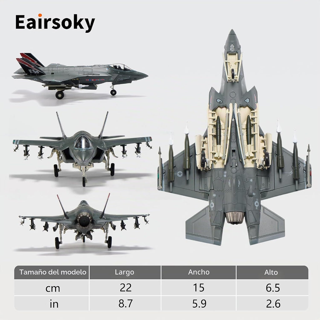 Escala 1:72 F-35A Lightning II Stealth Fighter Modelo de avión fundido a presión Aviones Militares Modelos de aleación para colección o regalo Modo Bestia