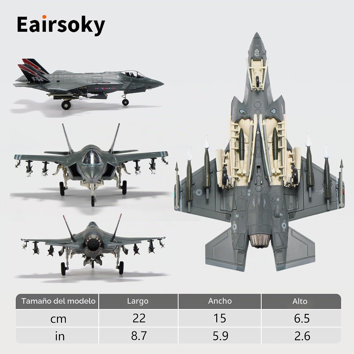 Escala 1:72 F-35A Lightning II Stealth Fighter Modelo de avión fundido a presión Aviones Militares Modelos de aleación para colección o regalo Modo Bestia