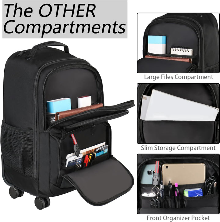 MATEIN Mochila con ruedas, bolsa grande de viaje para laptop de 18...