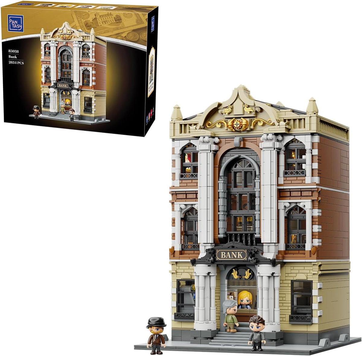 PANTASY Juego de construcción de banco de la ciudad, modelo de bloques
