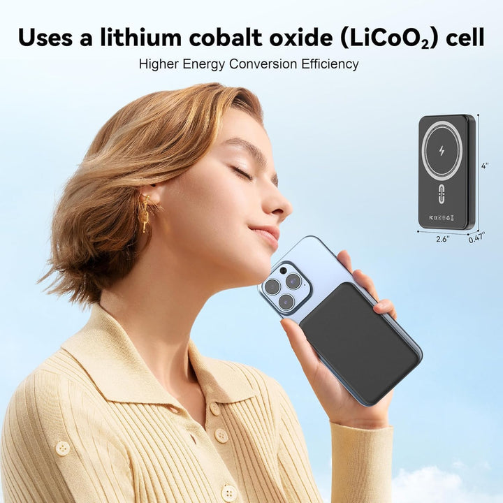 Banco de energía magnético de 5000 mAh, cargador portátil magnético...