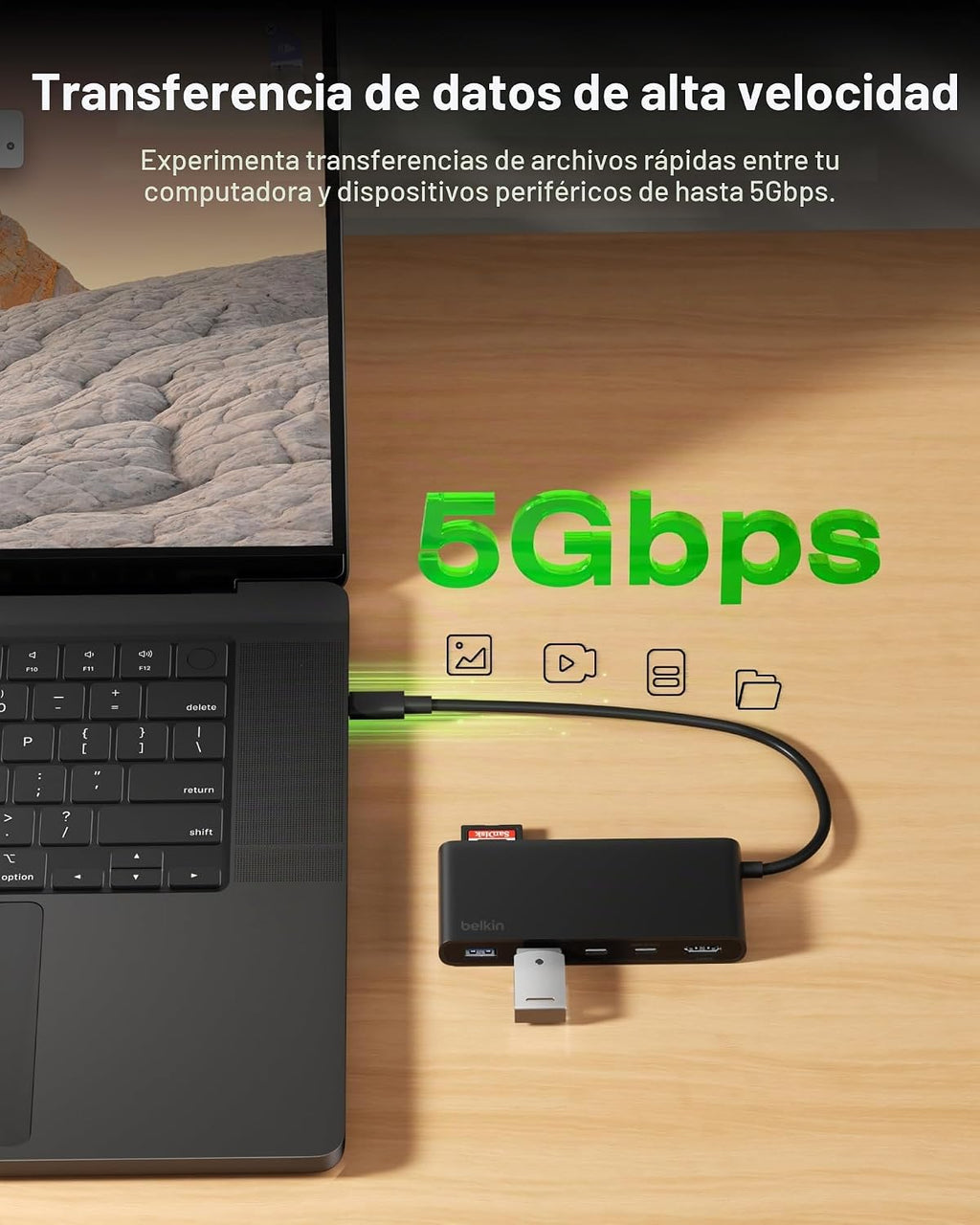Belkin, AVC023ttBK-BX, hub USB de 7 puertos, alimentado