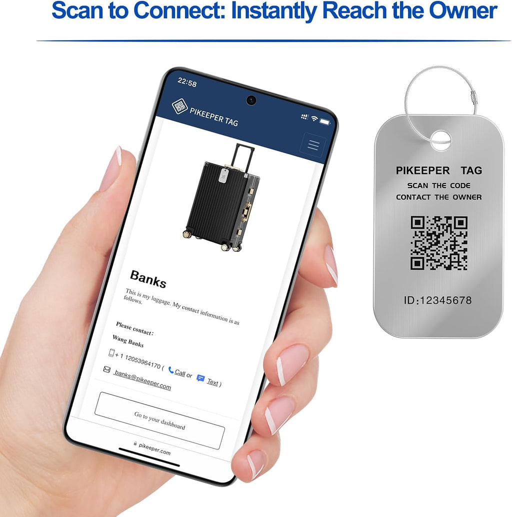 Etiquetas de equipaje inteligentes para parejas: QR-Scan Lost
