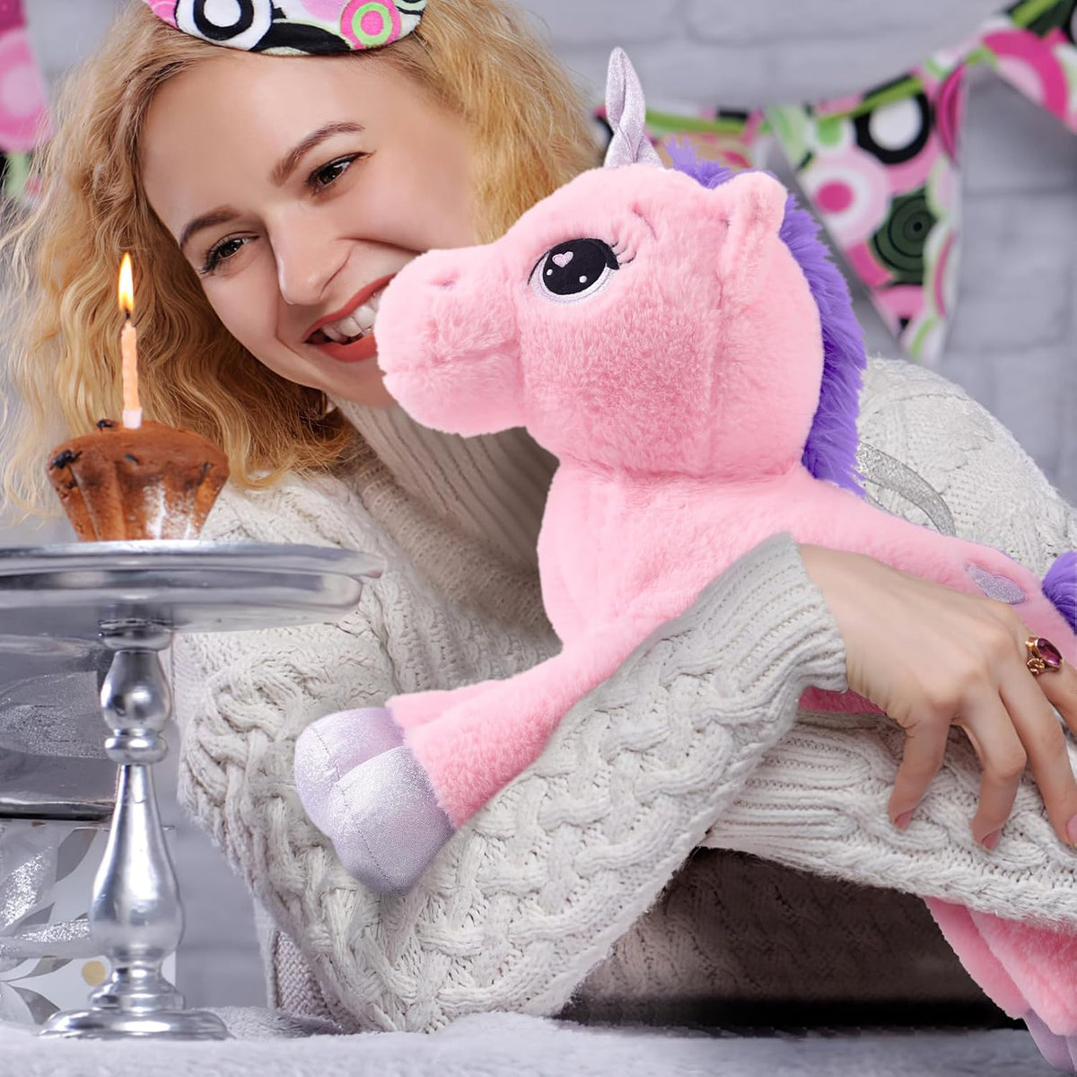 Almohada de peluche gigante de unicornio de 61 cm, almohada de peluche para abrazar unicorno para niñas, regalo para Navidad, cumpleaños o San Valentín