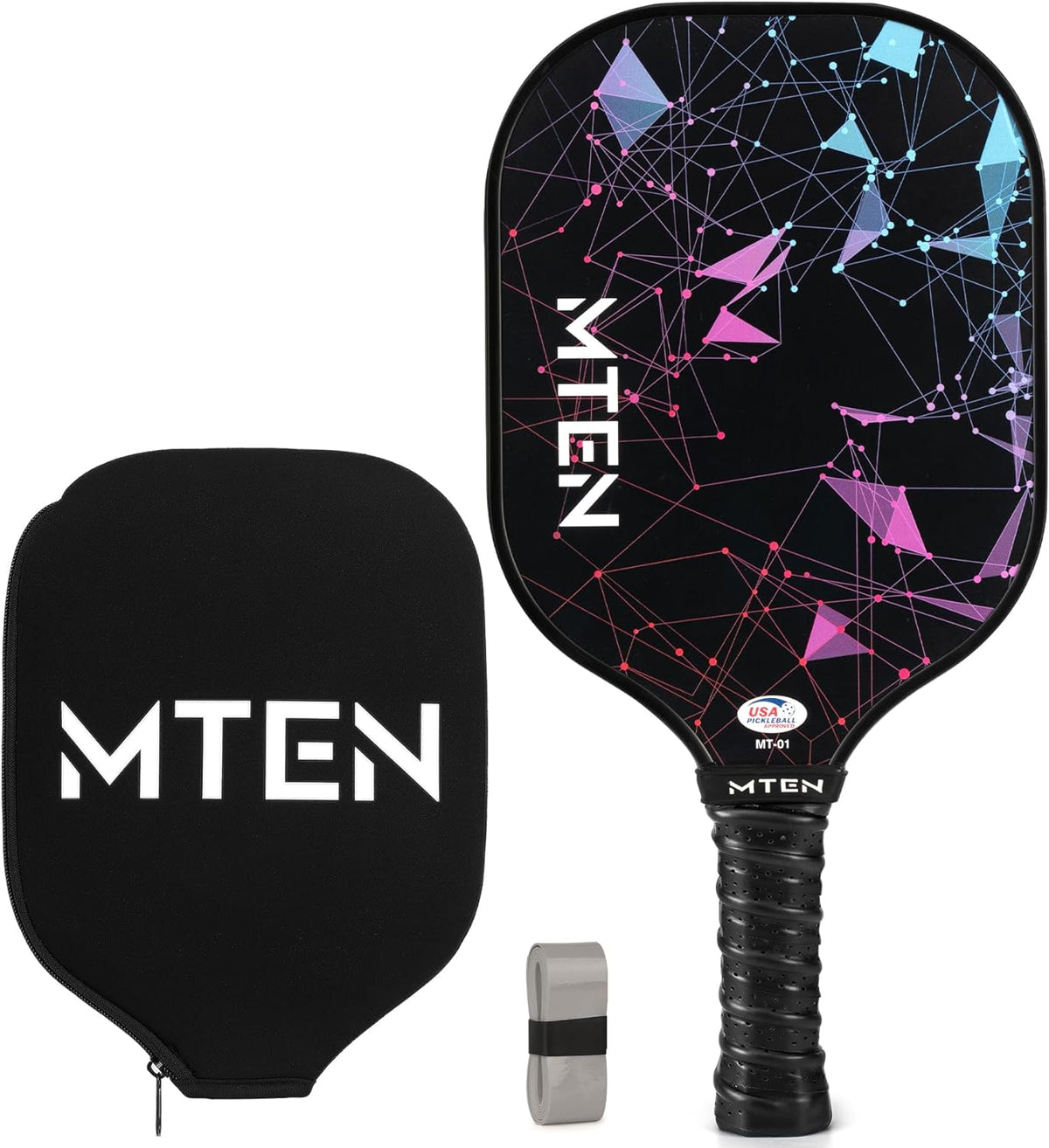 MTEN Palas de Pickleball Set de 2/4/1 Aprobadas USAPA; Raquetas de Fibra de Vidrio