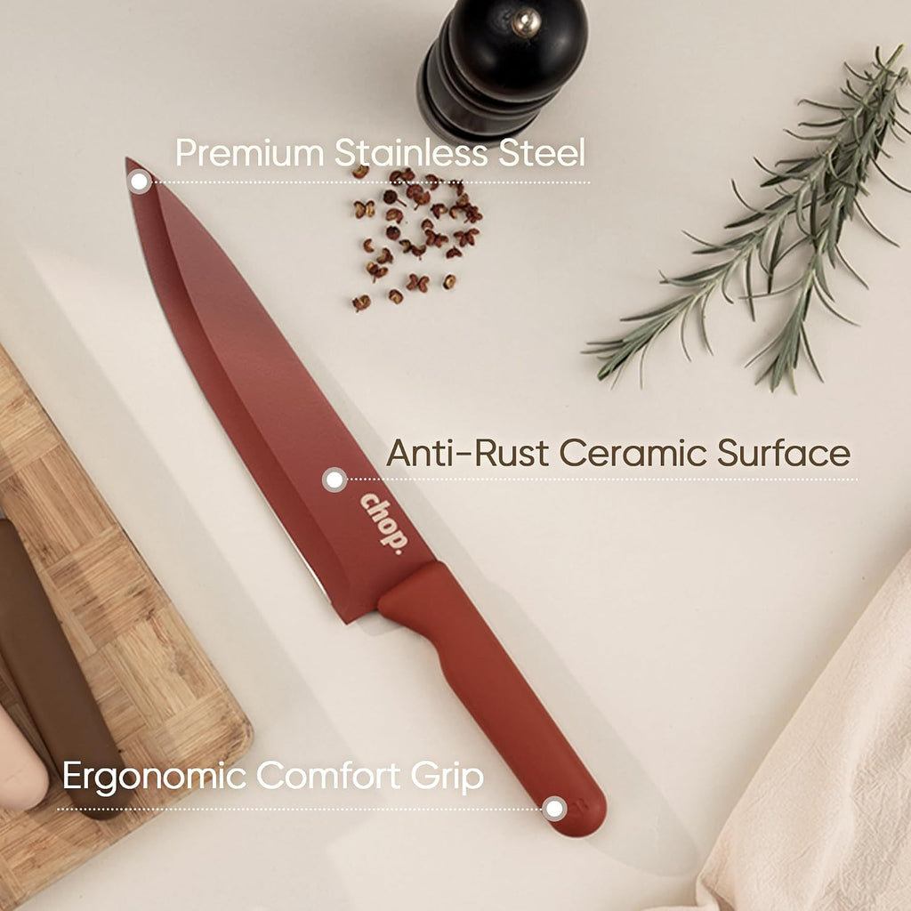 CAROTE - Juego de cuchillos de cocina, 6 cuchillos codificados por colores