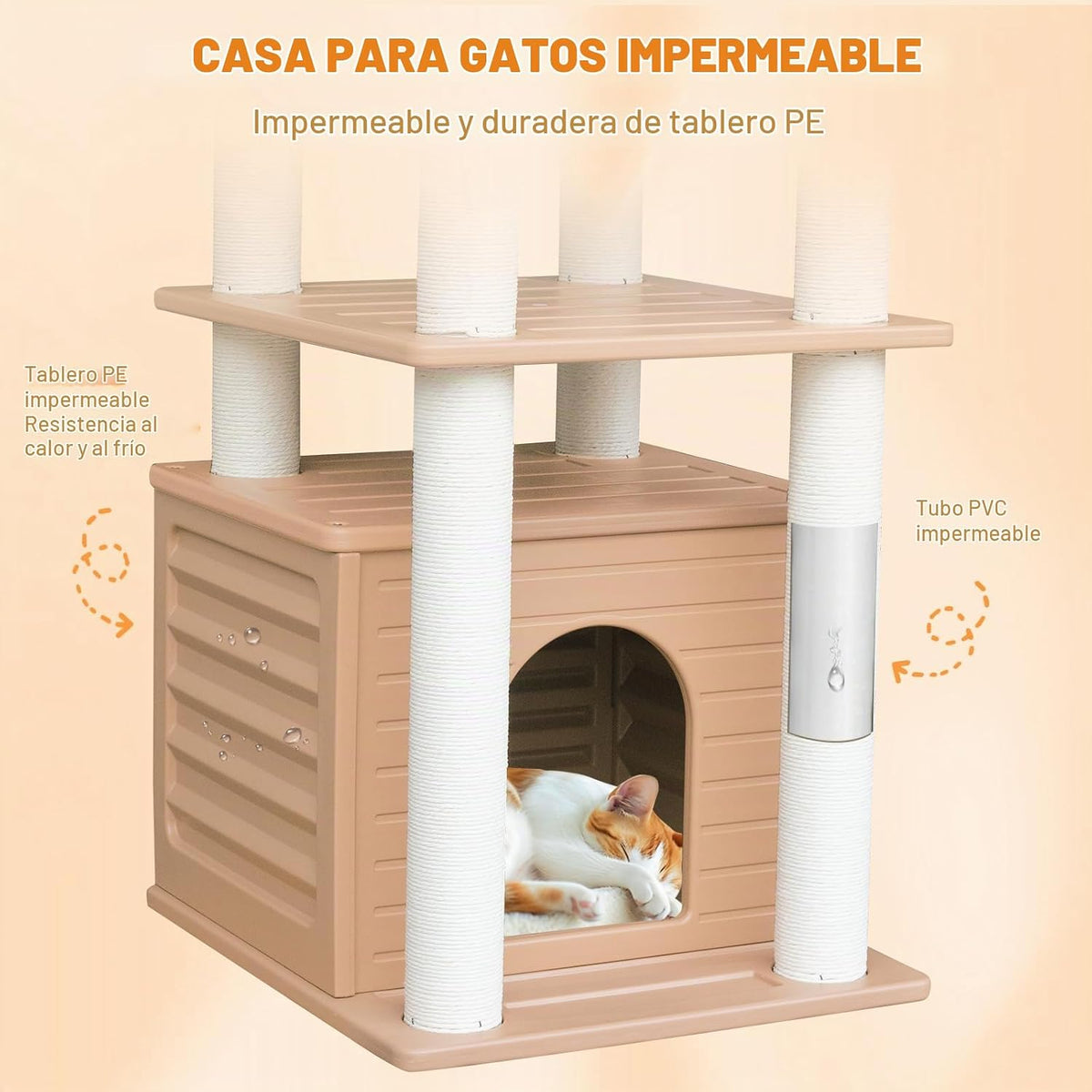 Torre para gatos de 46 pulgadas para interiores y exteriores, condominio