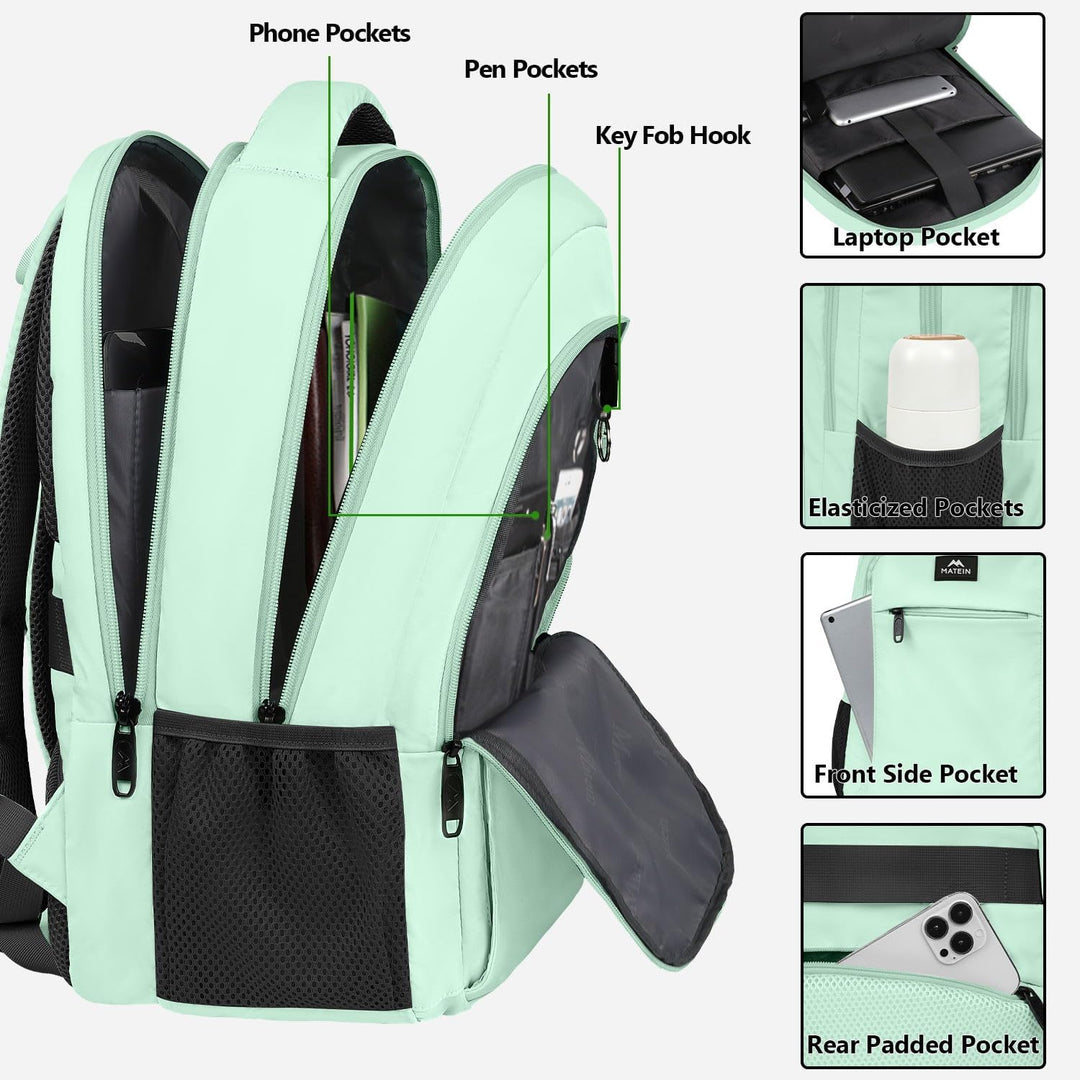 MATEIN Mochila para laptop de 15.6 pulgadas con puerto de carga USB...