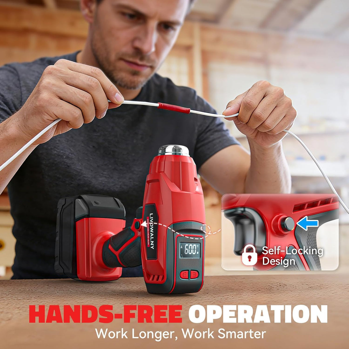 Pistola de calor inalámbrica compatible con batería Milwaukee de