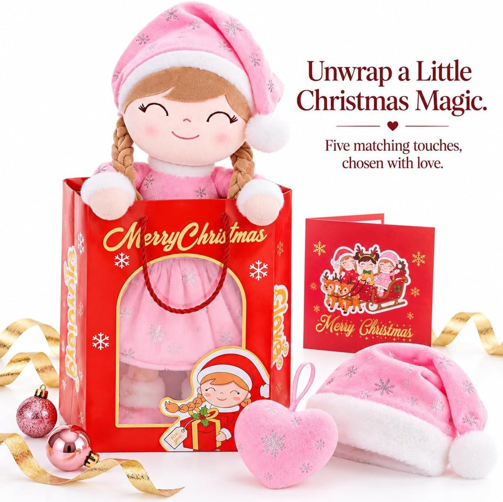 Gloveleya Juego de muñecas de peluche navideñas con sombrero, 5 piezas