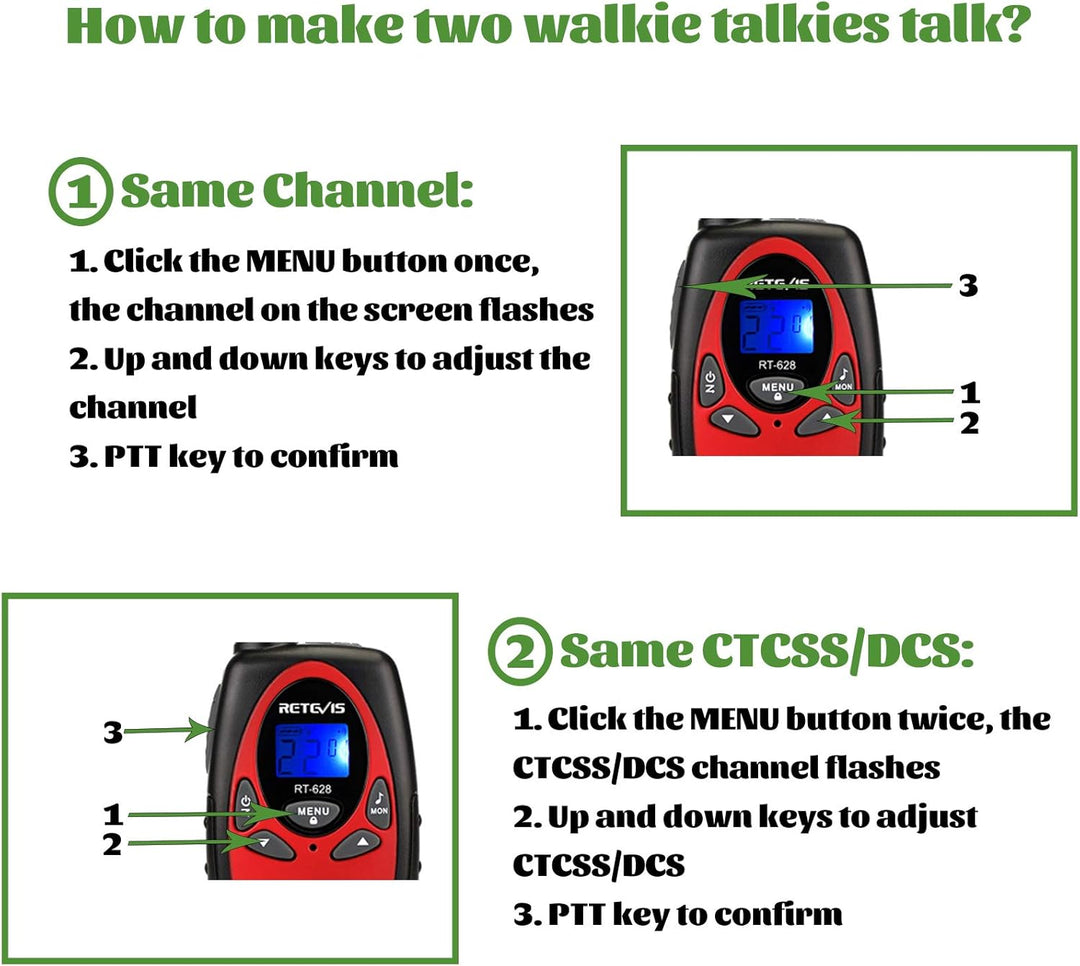 Retevis RT628 Walkie Talkies para niños, juguetes de regalo para ni...