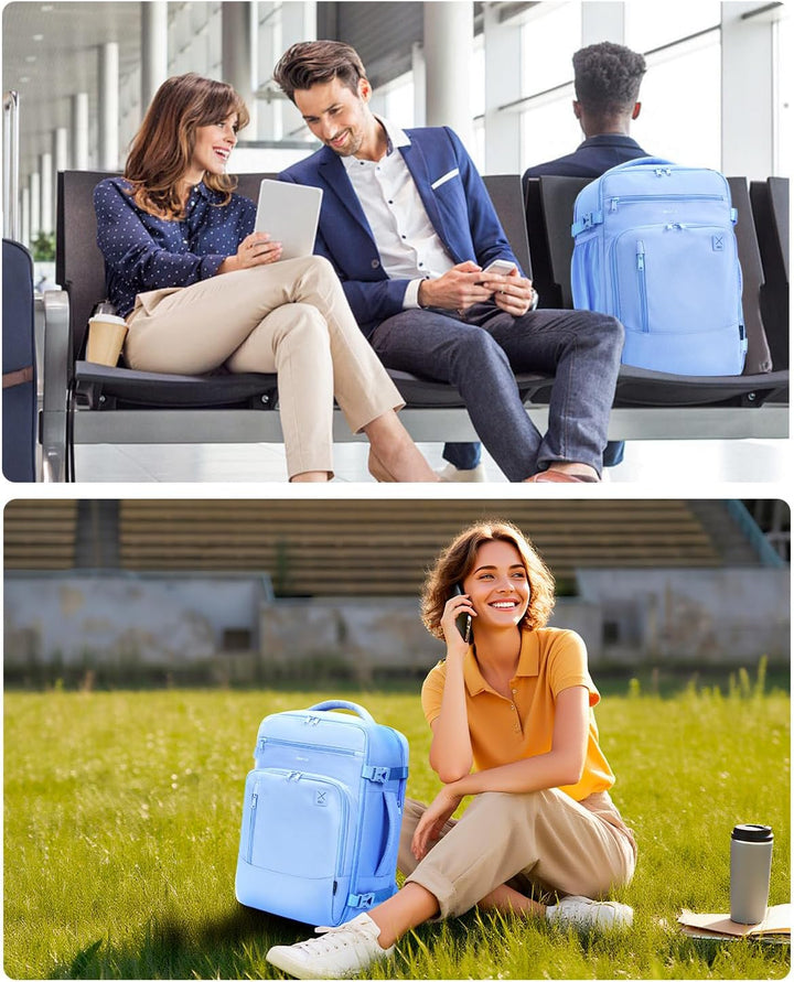 ECOHUB Mochila de Viaje Mochila de Equipaje de Mano, Azul claro, Mo...