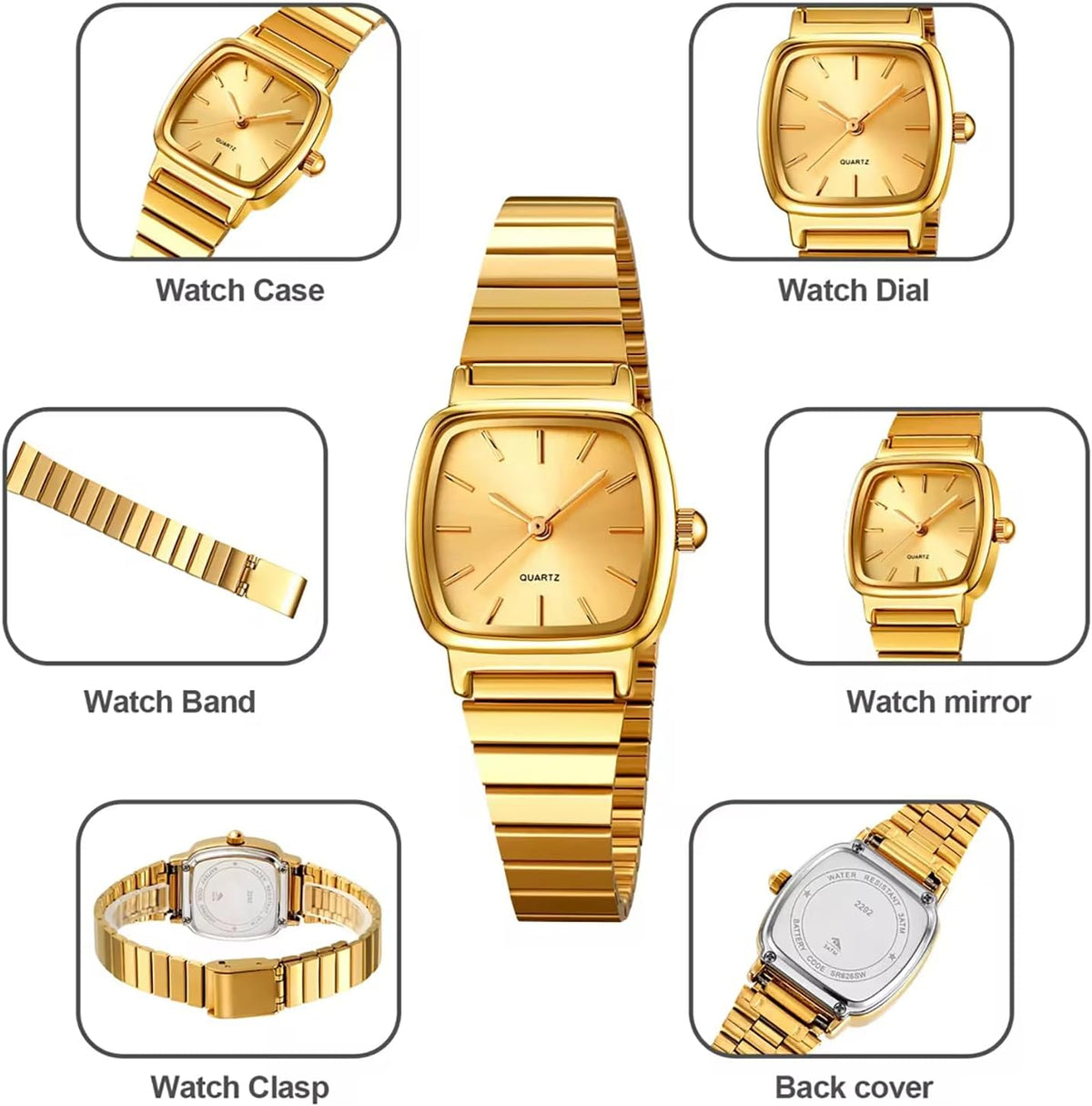 BESTKANG Relojes de cuarzo para mujer, relojes de pulsera ultrafinos con esfera pequeña, correa de acero inoxidable, fácil de leer, reloj cuadrado para mujer