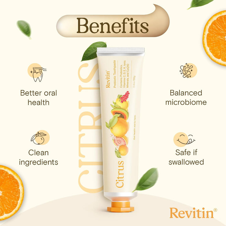 Revitin Pasta de dientes | Gel dental cítrico prebiótico sin flúor...