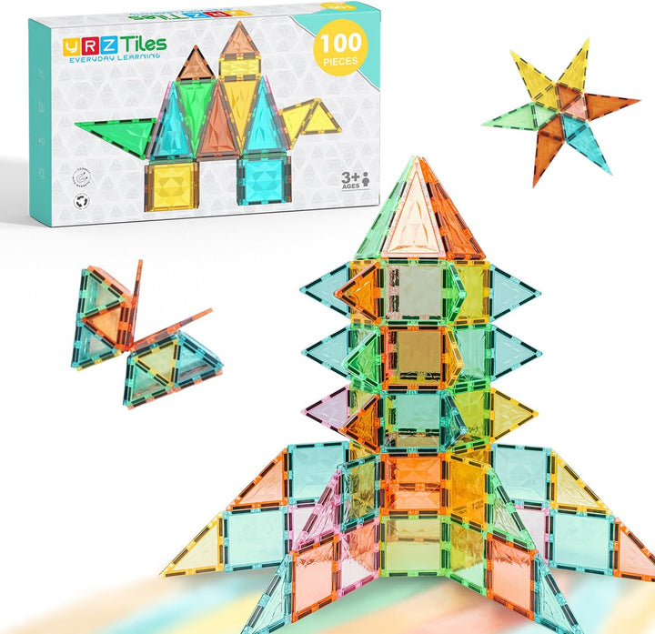 YRZtiles Juego de azulejos magnéticos de 100 piezas para niños, blo...