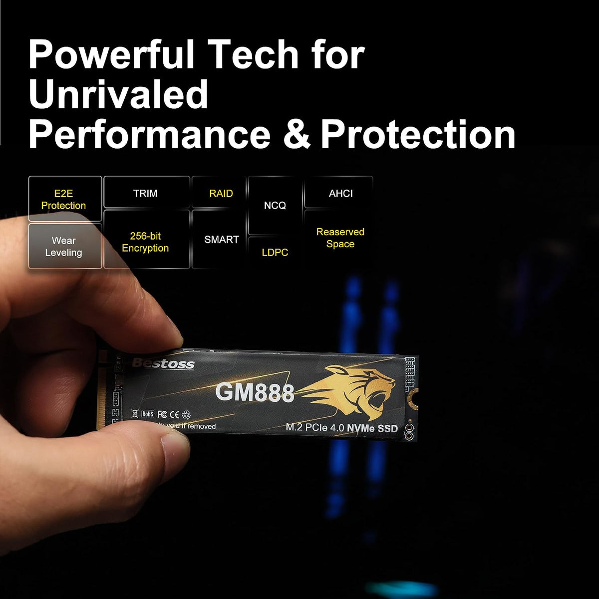 SSD NVMe PCIe 4.0 M.2 2280 de 512 GB para PC, PS5, portátiles, hast...