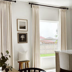 Cortinas plisadas de lino totalmente opacas color crema de 96 pulgadas de