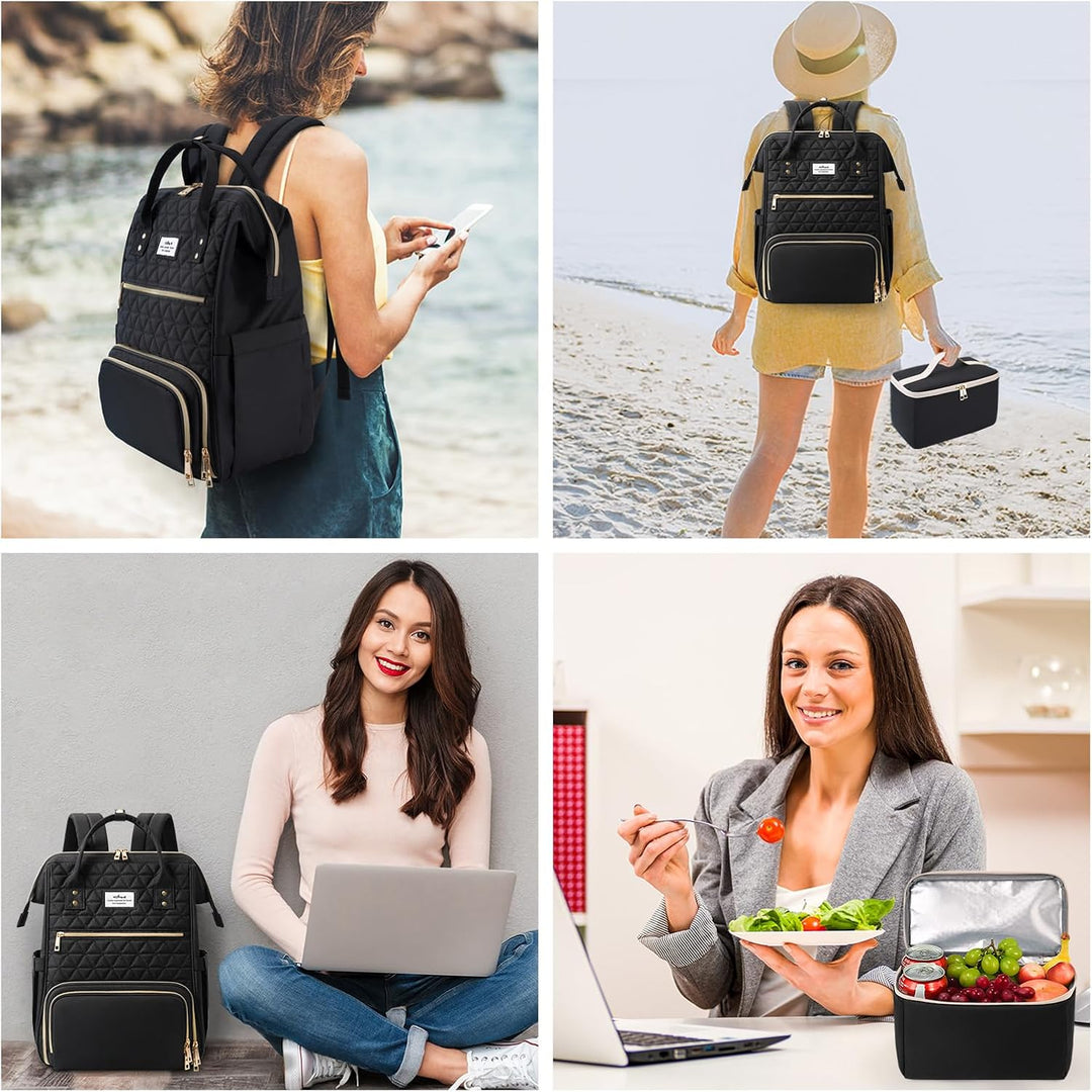 ETRONIK Mochila de almuerzo para mujer, mochila para laptop de 15.6...