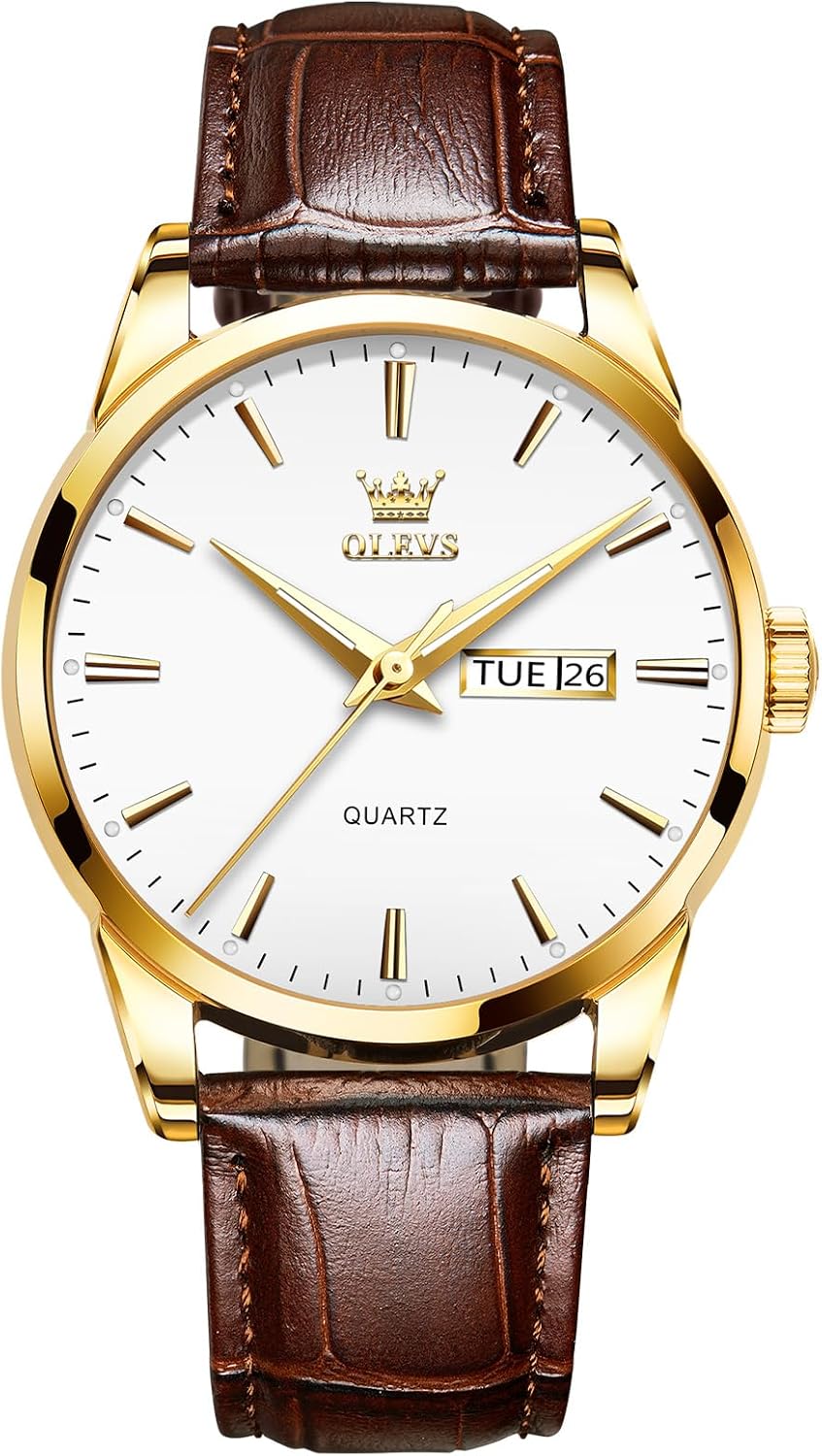Reloj de cuero casual para hombre, fácil de leer, analógico de acero inoxidable de tres manecillas, para hombre, minimalista, fecha, impermeable, luminoso, reloj de pulsera de cuarzo para