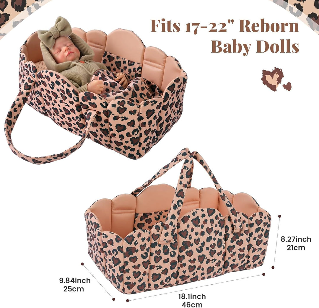 BABESIDE Juego de 3 piezas de moisés para muñeca con ropa de cama p...