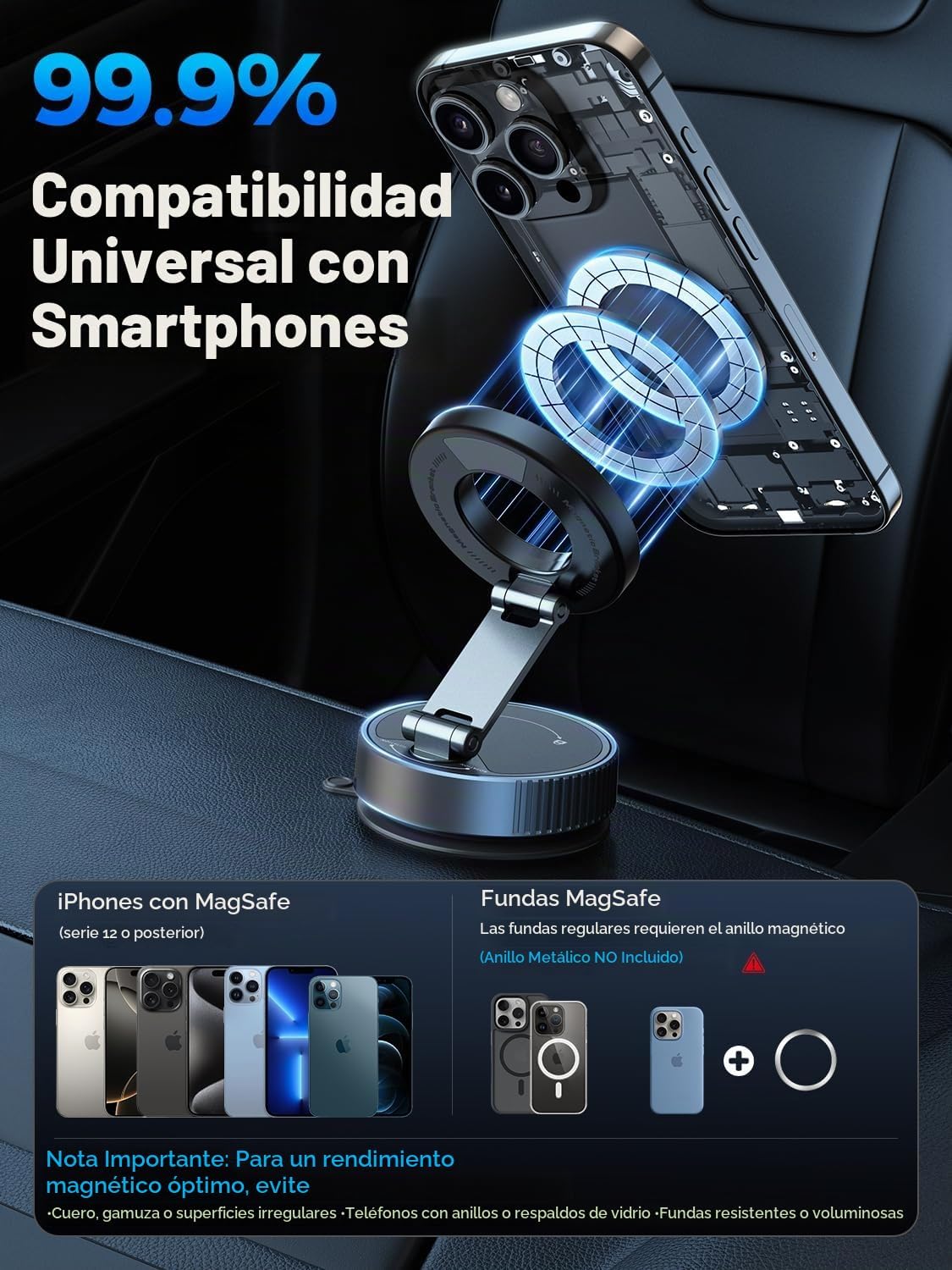 Soporte magnético para teléfono de coche para MagSafe, soporte de teléfono