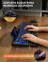Teclado y mouse inalámbricos, máquina de escribir retroiluminada co...