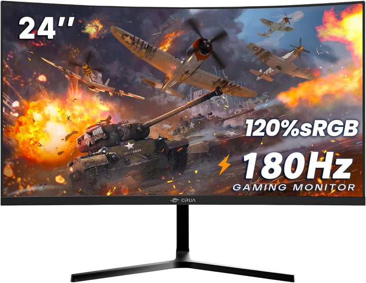 CRUA Monitor curvo para juegos FHD 1080P 180Hz de 24 pulgadas, 2800...