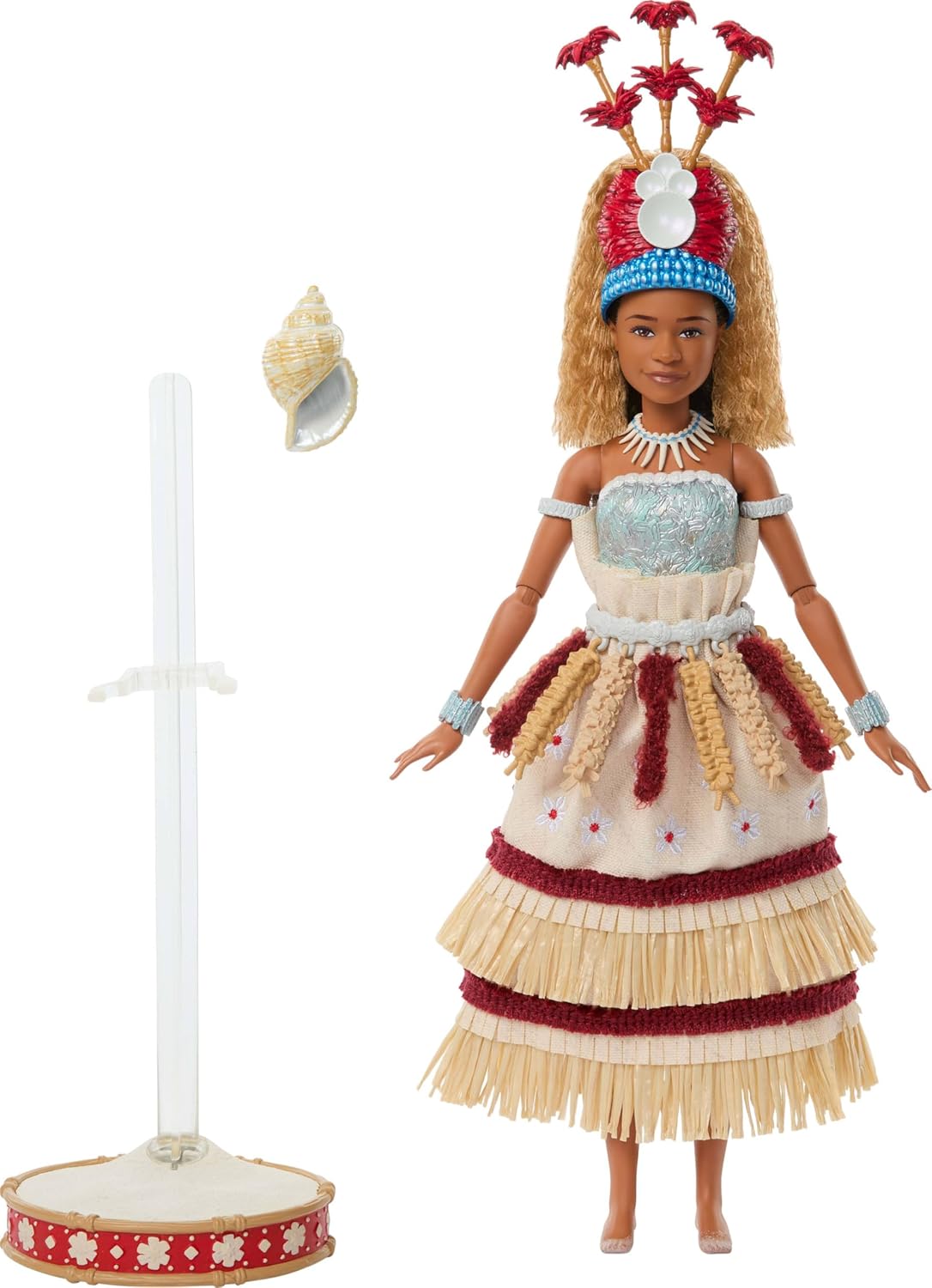 ​Mattel Disney Collector Moana - Muñeca coleccionable de moda con aspecto ceremonial con accesorio de concha, para niños y coleccionistas, inspirada en la película de acción en vivo