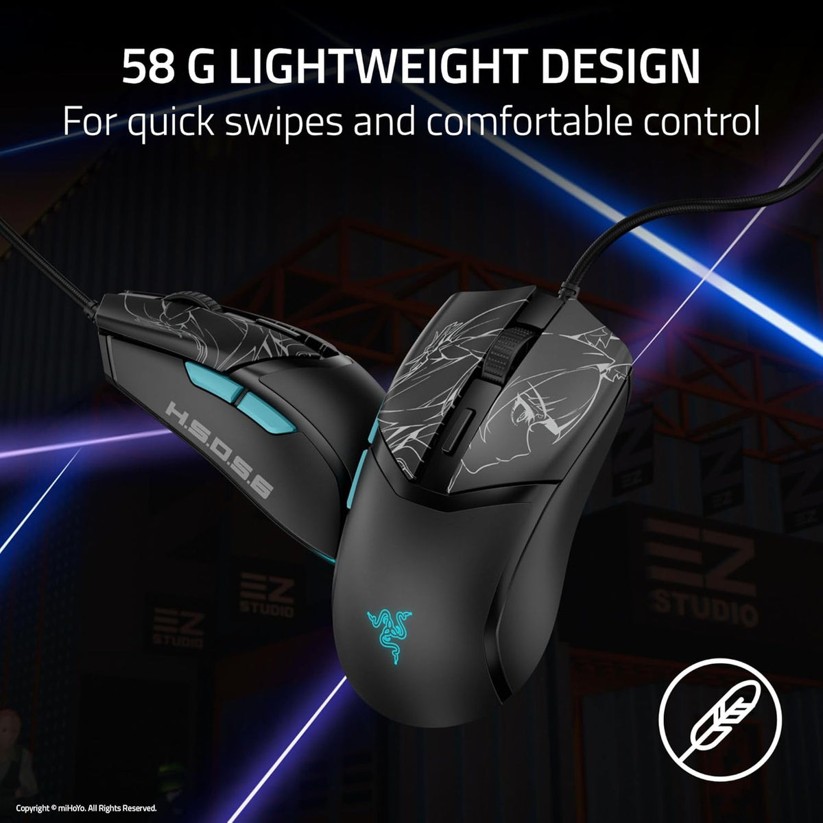 Ratón Razer Cobra con cable para juegos: 58g ultra ligero - Interru...