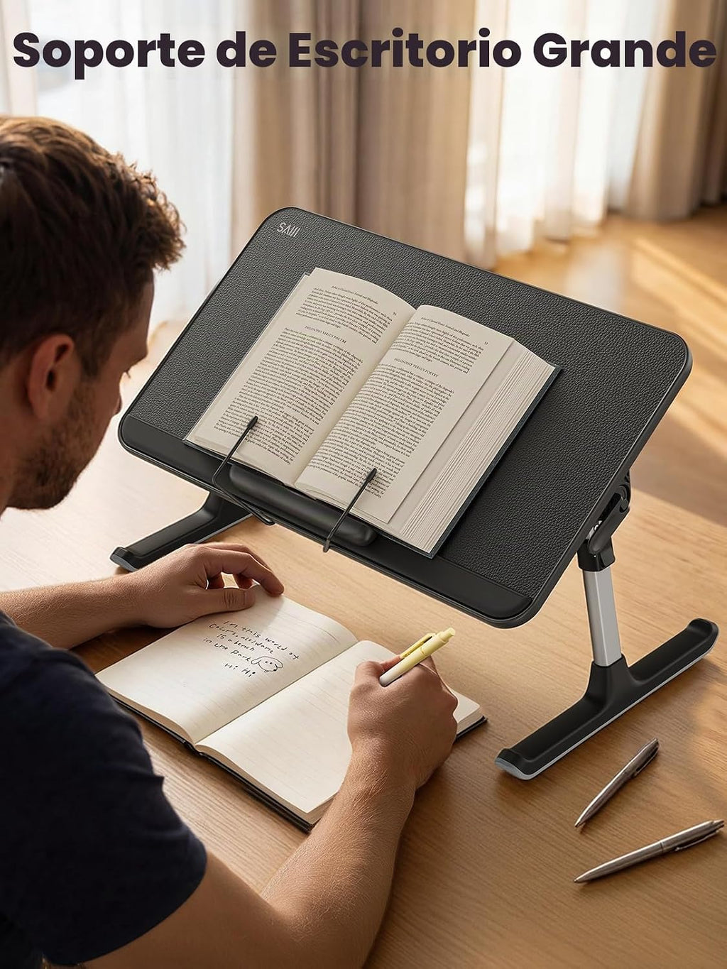 SAIJI Soporte de libro para leer manos libres con clips de papel en la cama
