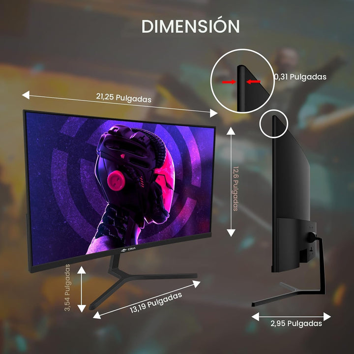 CRUA Monitor curvo para juegos FHD 1080P 180Hz de 24 pulgadas, 2800...