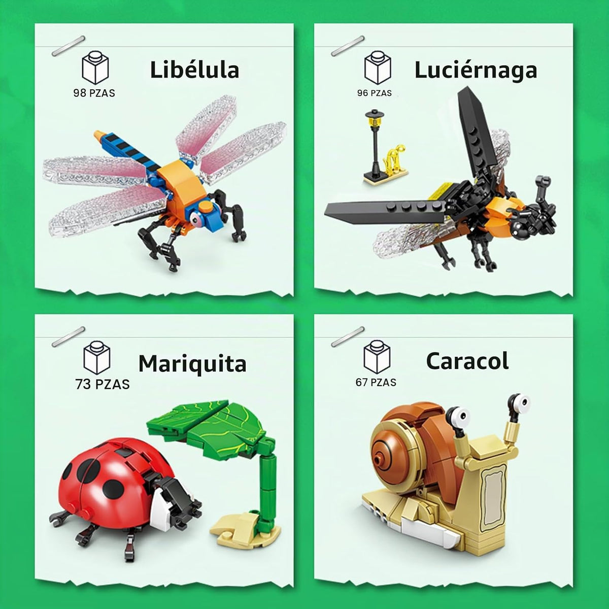 KAZI - Juego de juguetes de construcción de insectos, bloques de
