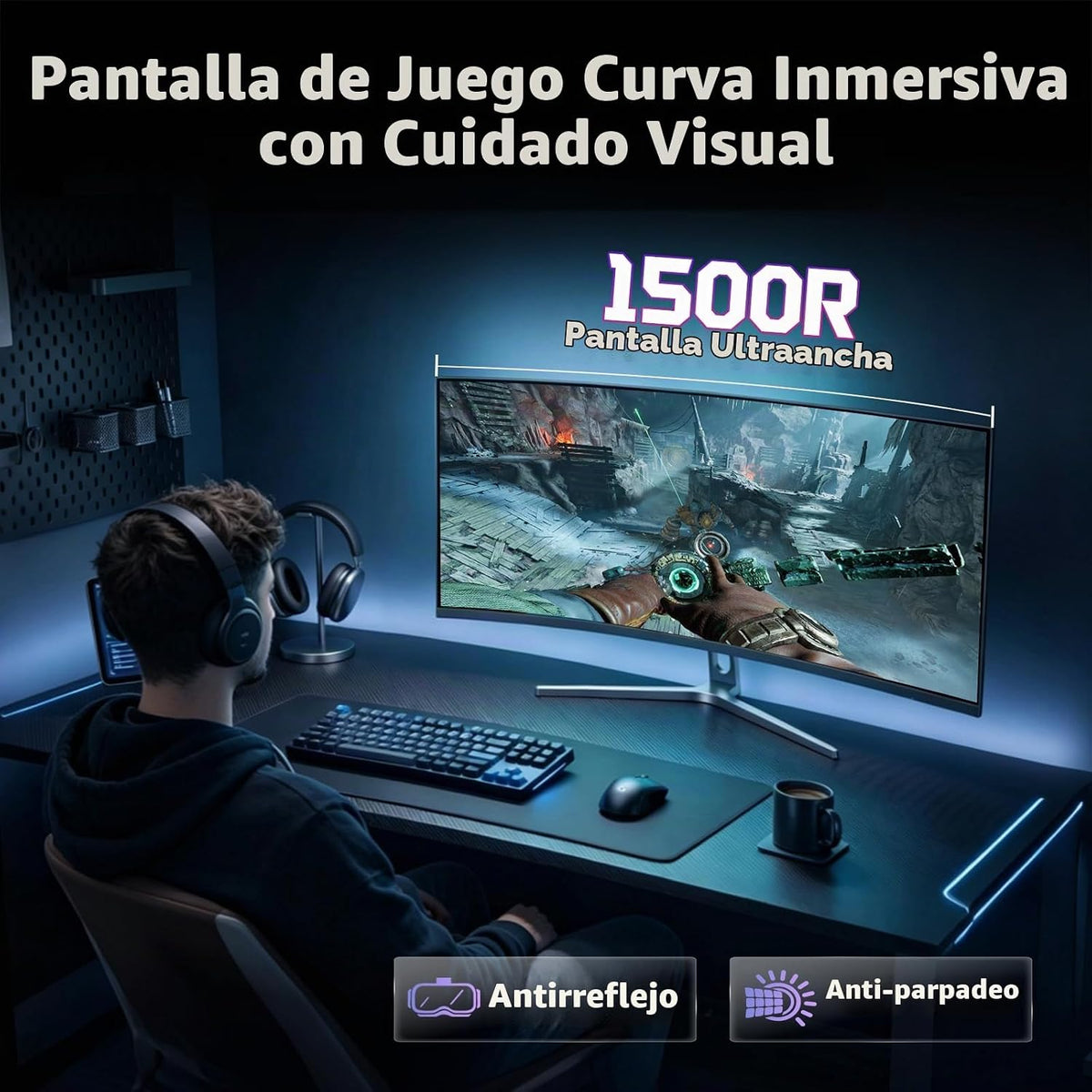 Hikers Monitor curvo para juegos de 34 pulgadas UWQHD 200Hz HDMI 2....