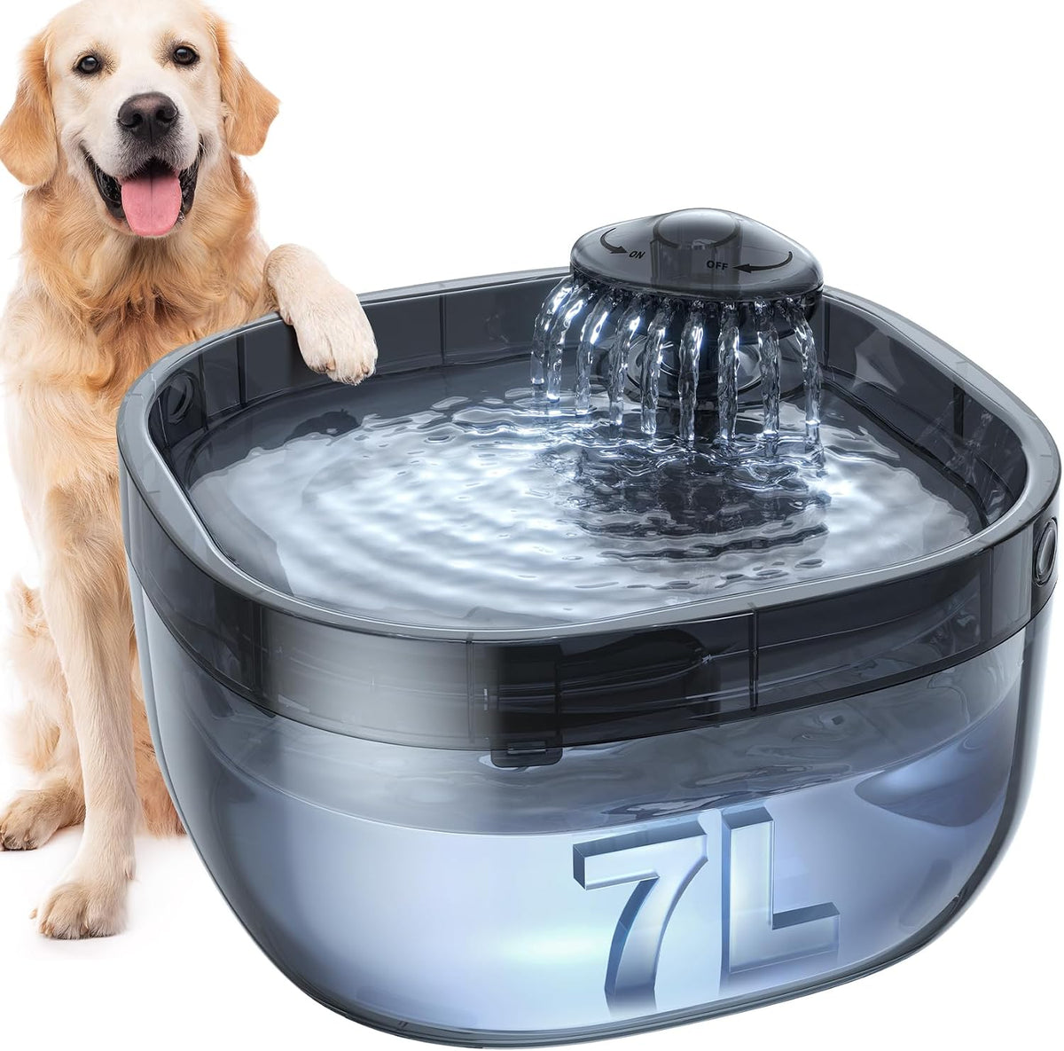 Fuente de agua de 7L/1.8Gal para perros grandes, dispensador de tazón de agua para perros FEELNEEDY, fuente de agua para mascotas, dispensador de agua para perros con bomba ultra silenciosa para