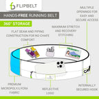 FlipBelt Cinturón para correr con cremallera, riñonera para fitness y correr, empresa estadounidense