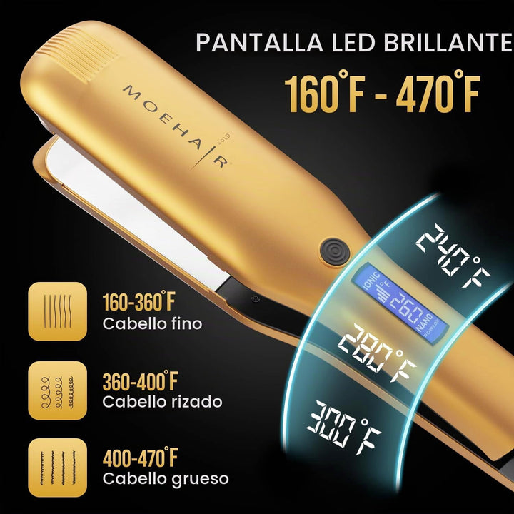 MOEHAIR Plancha de pelo profesional iónica de titanio para alisar,...